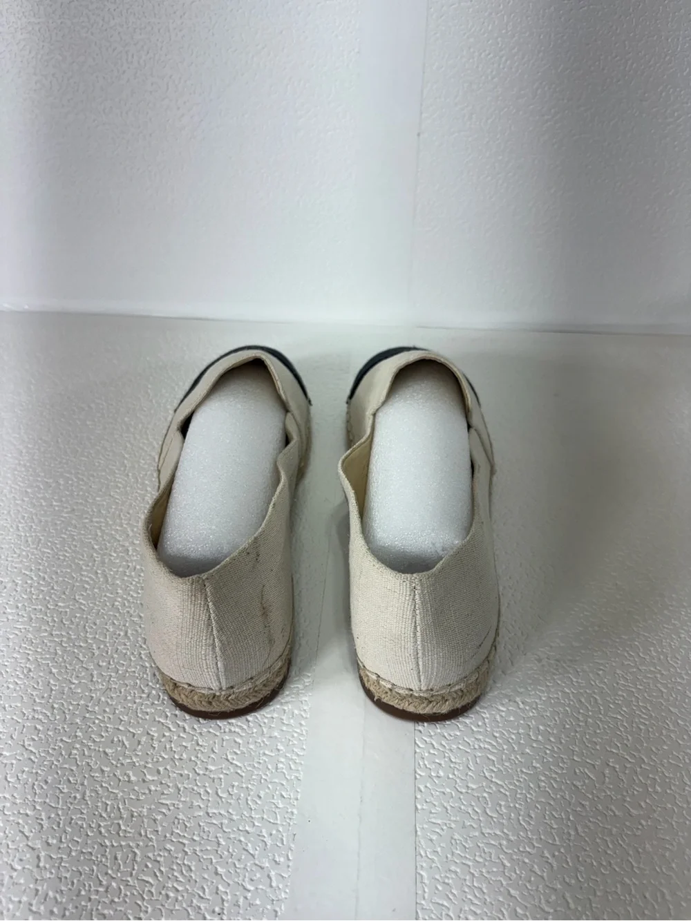 Sole Society Cream Canvas Espadrilles with Black Cap Toe S-173